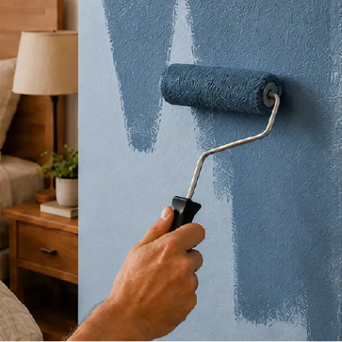 Pared de la recámara recién pintada